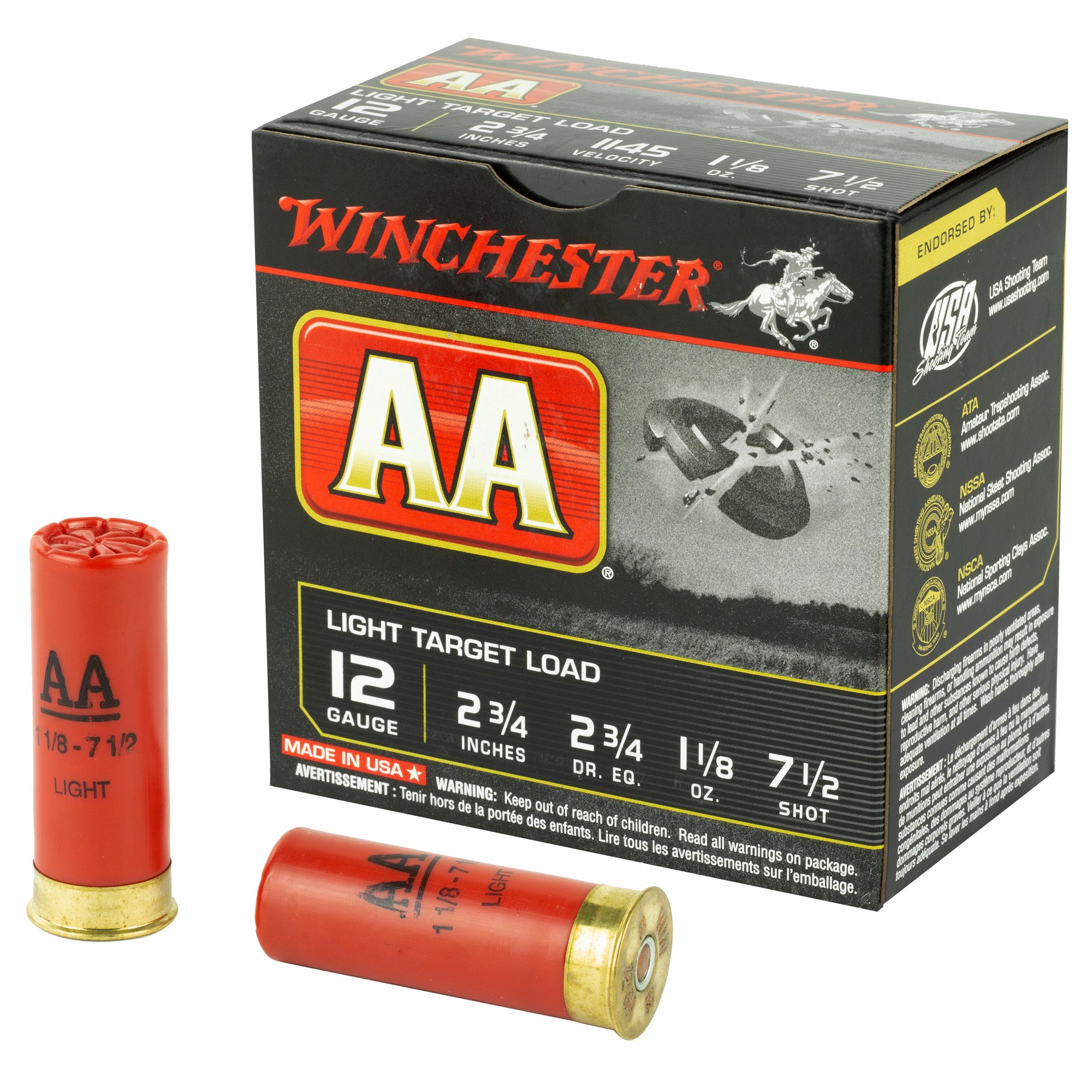 Winchester 12 Gauge AA127 AA Light Target 2.75" 1-1/8oz 7.5 Shot