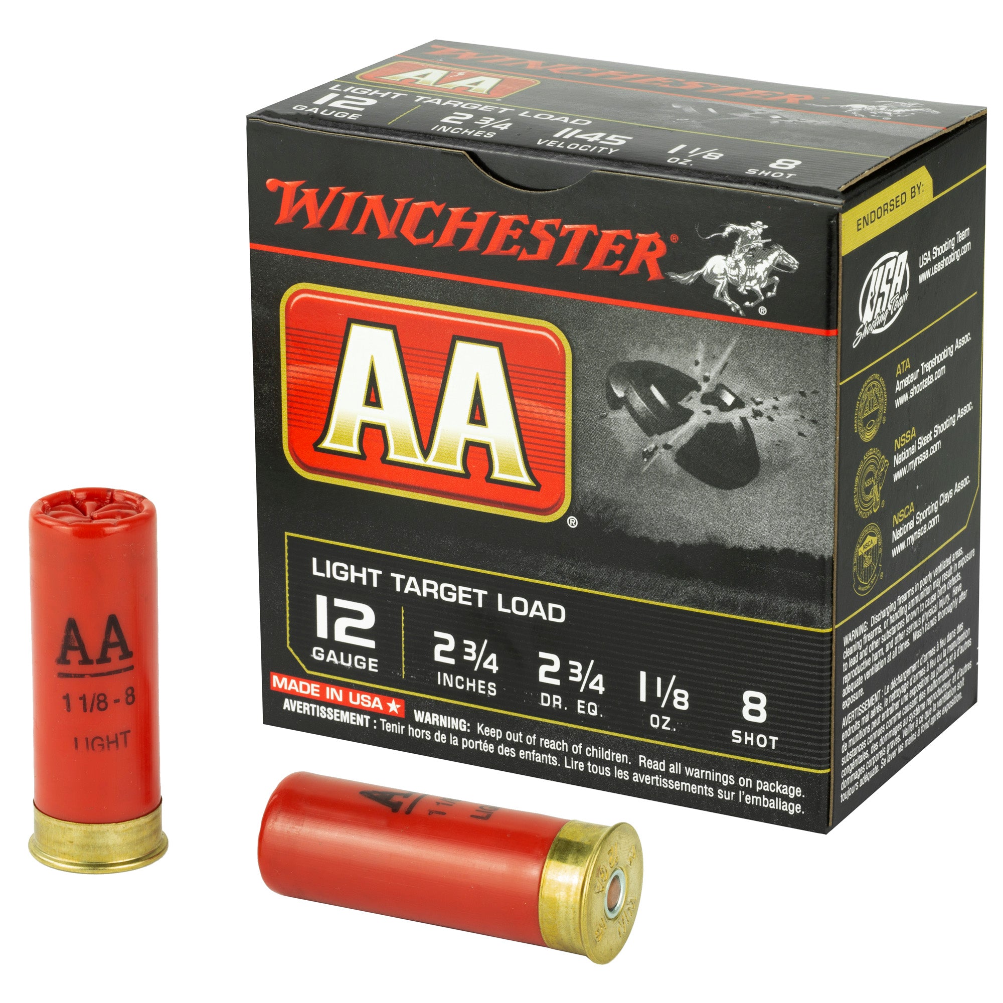Winchester 12 Gauge AA128 AA Light Target 2.75" 1-1/8oz 8 Shot