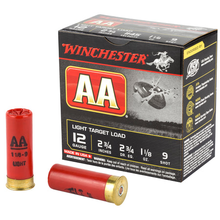 Winchester 12 Gauge AA129 AA Light Target 2.75" 1-1/8oz 9 Shot