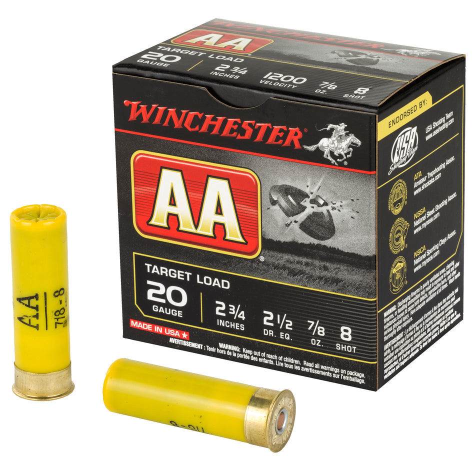 Winchester 20 Gauge AA208 AA Target 2.75" 7/8oz 8 Shot