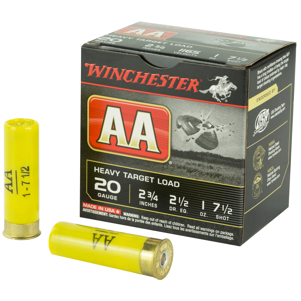 Winchester 20 Gauge AAH207 AA Heavy 2.75" 1oz 7.5 Shot