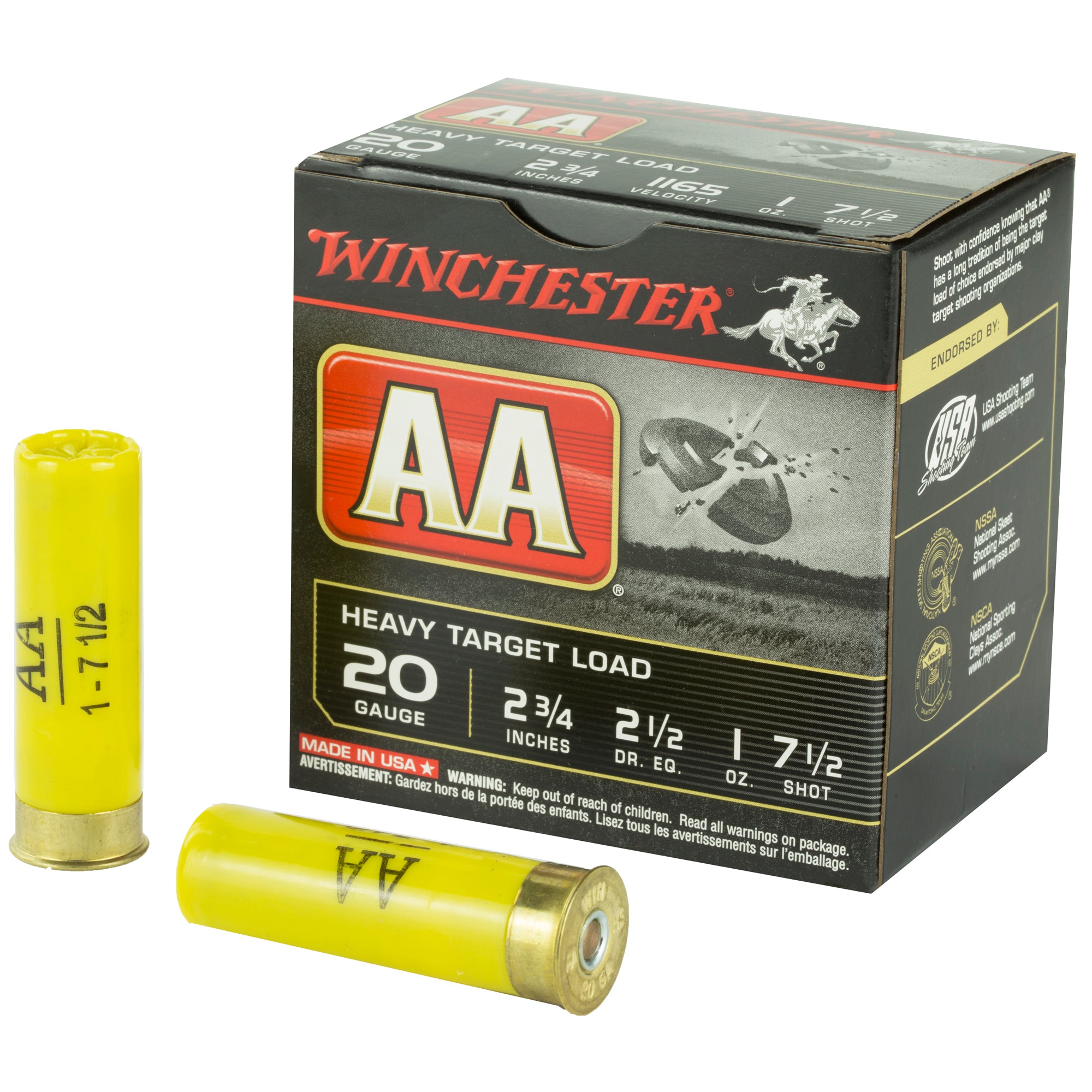 Winchester 20 Gauge AAH207 AA Heavy 2.75" 1oz 7.5 Shot
