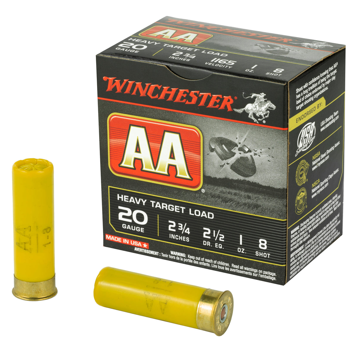 Winchester 20 Gauge AAH208 AA Heavy 2.75" 1oz 8 Shot