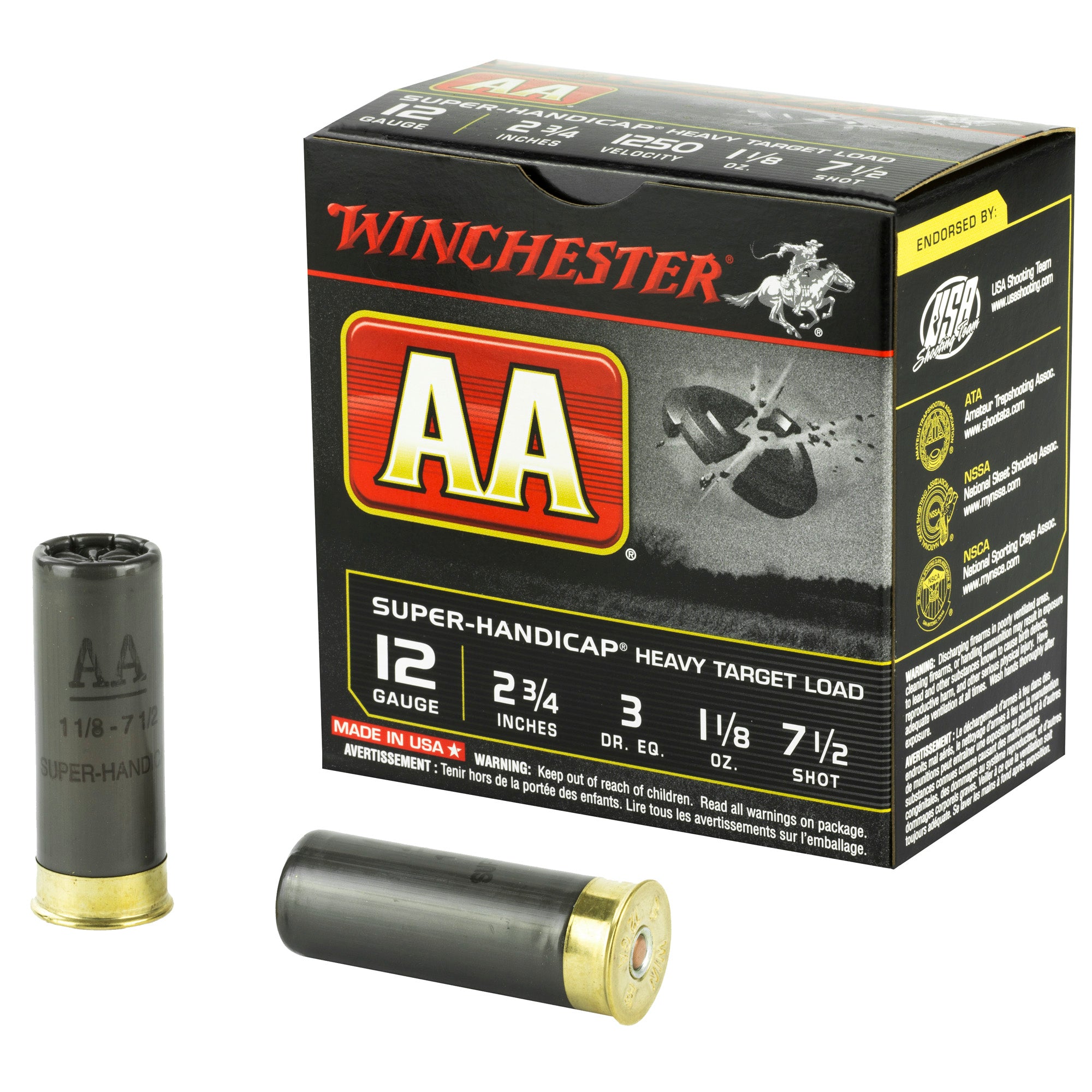 Winchester 12 Gauge AAHA127 AA Super Handicap Heavy Target 2.75" 1-1/8oz 7.5 Shot