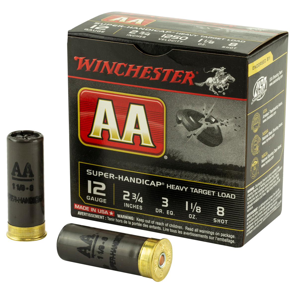Winchester 12 Gauge AAHA128 AA Super Handicap Heavy Target 2.75" 1-1/8oz 8 Shot