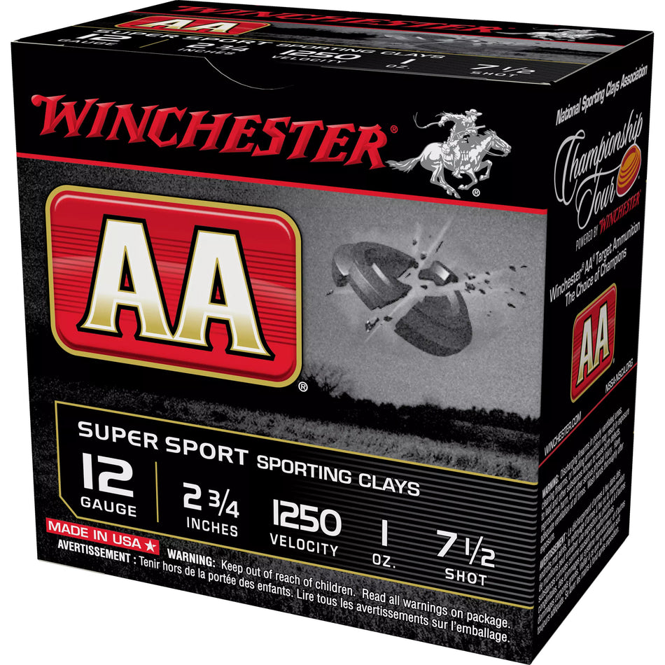 Winchester 12 Gauge AASC12507 AA Super Sport Sporting Clay 2.75" 1oz 7.5 Shot