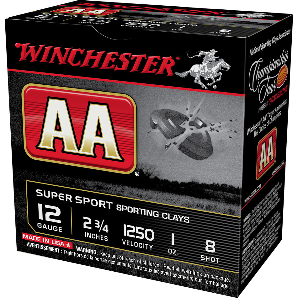 Winchester 12 Gauge AASC12508 AA Sporting Clay 2.75" 1oz 8 Shot