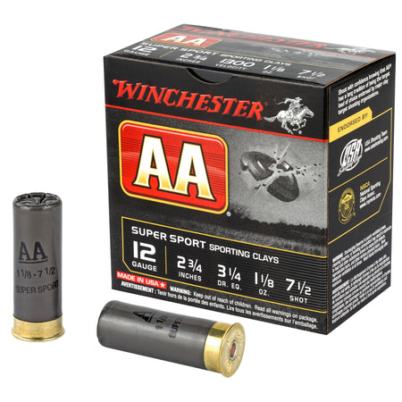 Winchester 12 Gauge AASC127 AA Super Sport Sporting Clay 2.75" 1-1/8oz 7.5 Shot
