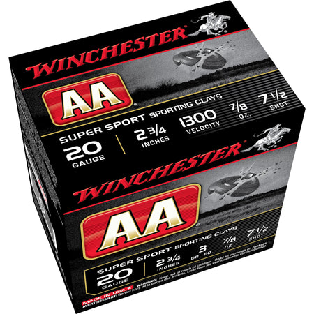 Winchester 20 Gauge AASC207 AA Super Sport Sporting Clay 2.75" 7/8oz 7.5 Shot
