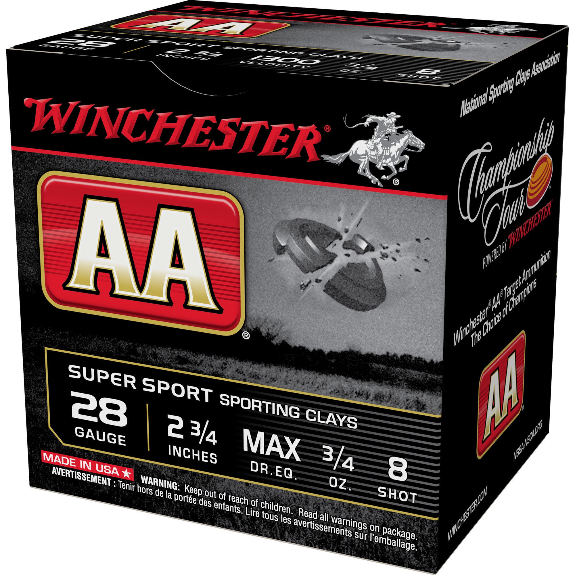 Winchester 28 Gauge AASC288 AA Sporting Clay 2.75" 3/4oz 8 Shot