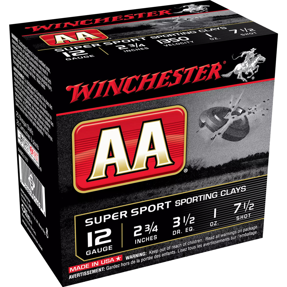Winchester 12 Gauge AASCL127 AA Super Sport Sporting Clay 2.75" 1oz 7.5 Shot
