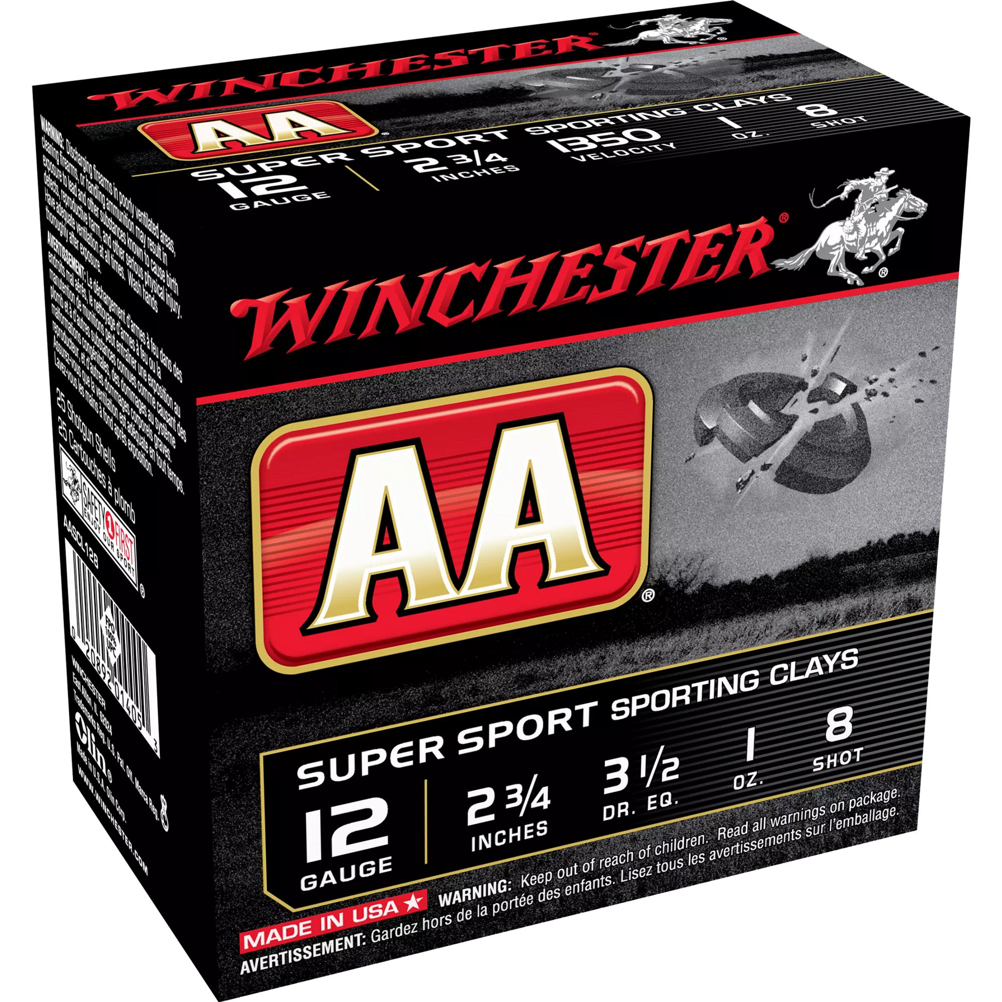 Winchester 12 Gauge AASCL128 AA Super Sport Sporting Clay 2.75" 1oz 7.5 Shot