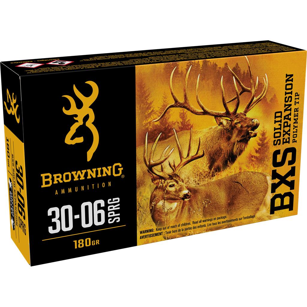 Browning .30-06 Springfield Rifle Ammo BXS Solid Expansion Polymer Tip PolyTip 180 grain 