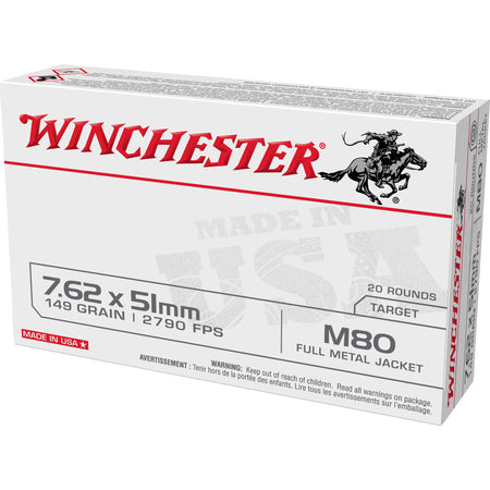 Winchester .308 Win / 7.62x51mm WM80 M80 M80 Full Metal Jacket Lead Core 149 Grain