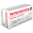 Winchester 7.62x25mm Tokarev Handgun Ammo Metric Calibers Full Metal Jacket FMJ 85 grain 