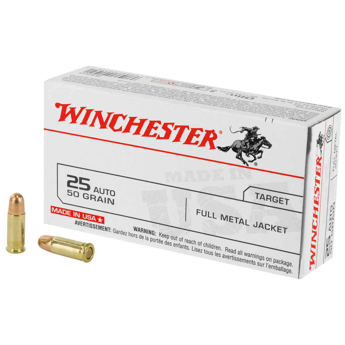 Winchester .25 ACP Q4203 USA Full Metal Jacket FMJ 50 Grain