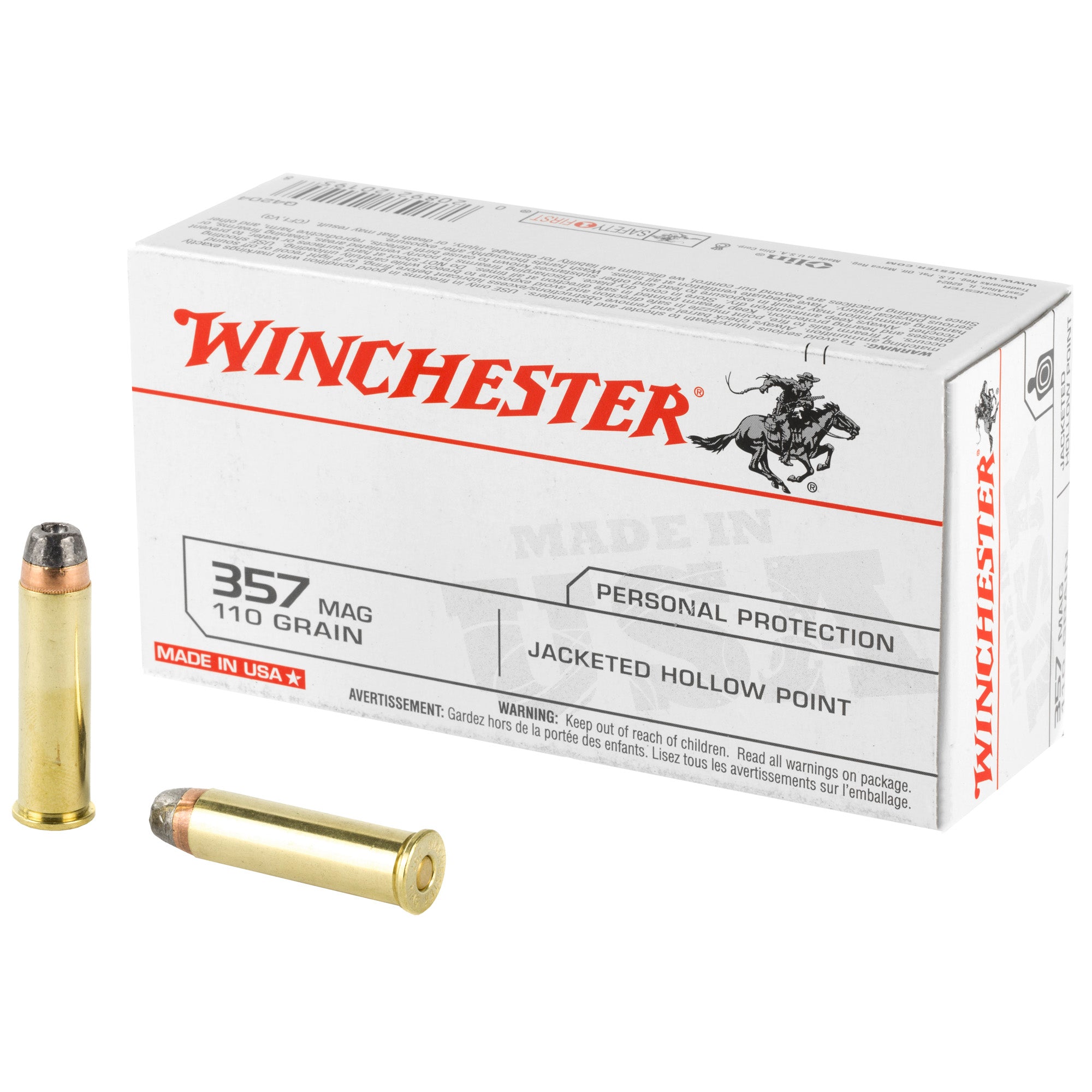Winchester .357 Magnum Q4204 USA Jacketed Hollow Point JHP 110 Grain