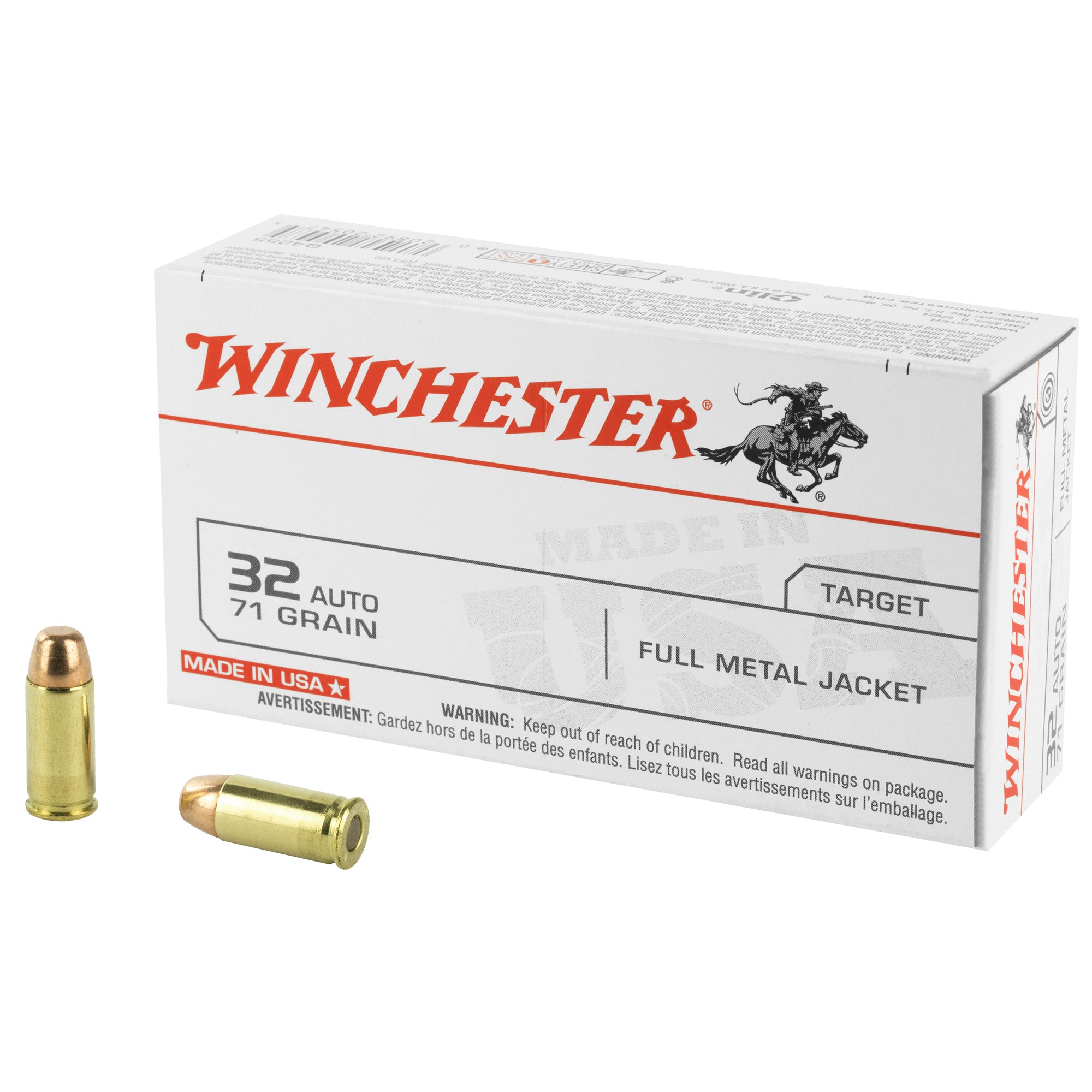 Winchester .32 ACP Q4255 USA Full Metal Jacket FMJ 71 Grain