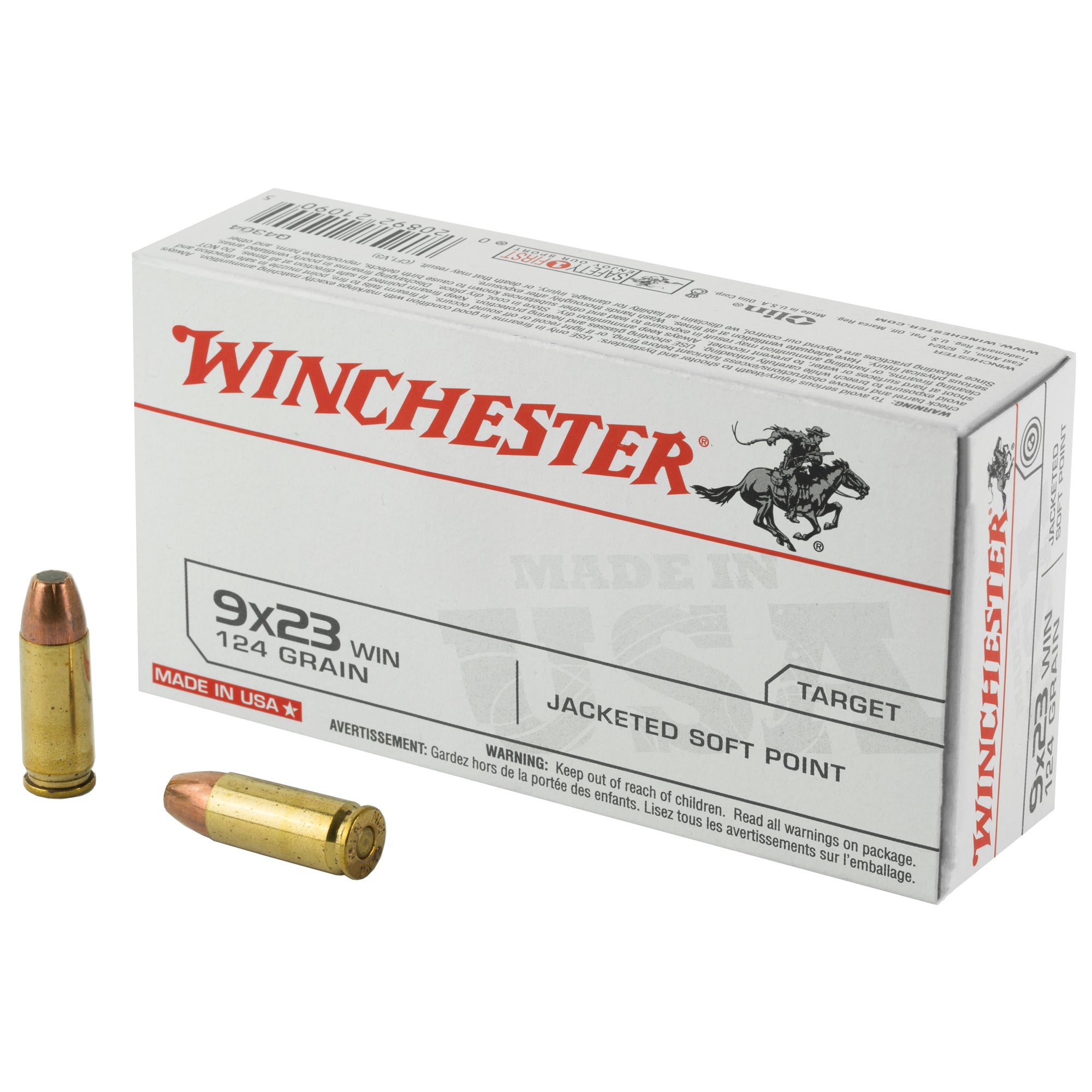 Winchester 9x23mm Winchester Q4304 USA Jacketed Soft Point JSP 124 Grain