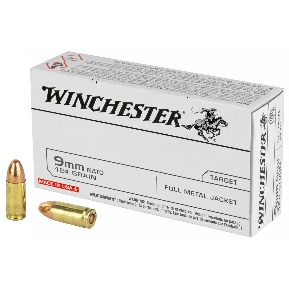 Winchester 9mm Luger/Parabellum Q4318 USA Nato Full Metal Jacket FMJ 124 Grain