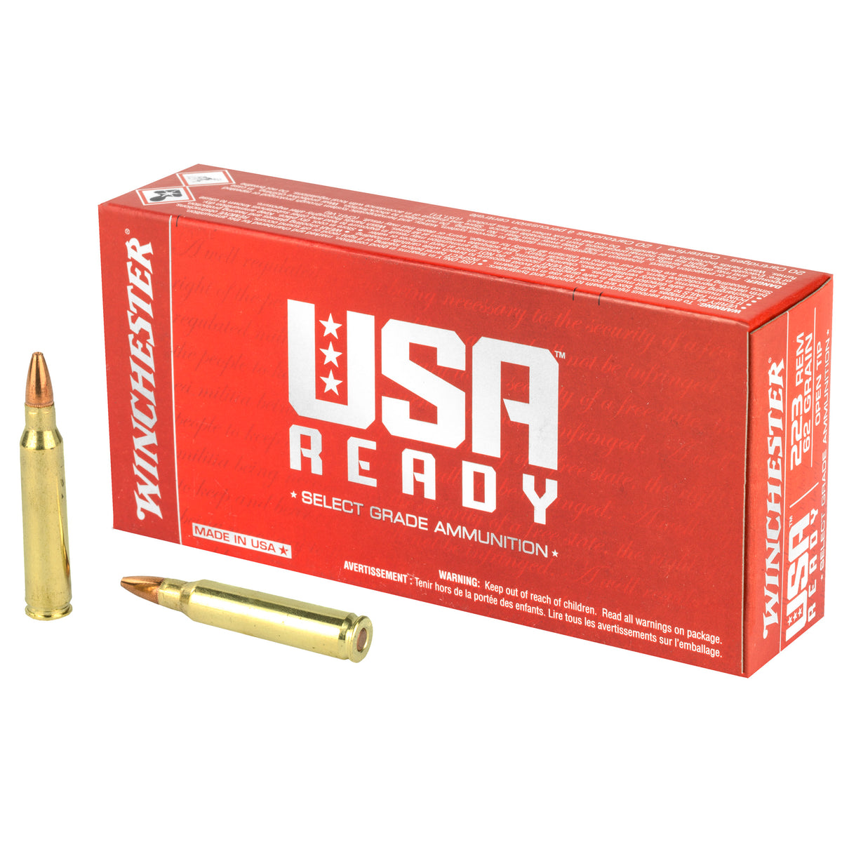 Winchester .223 Remington RED223 USA Ready Ready Open Tip Range 62 Grain