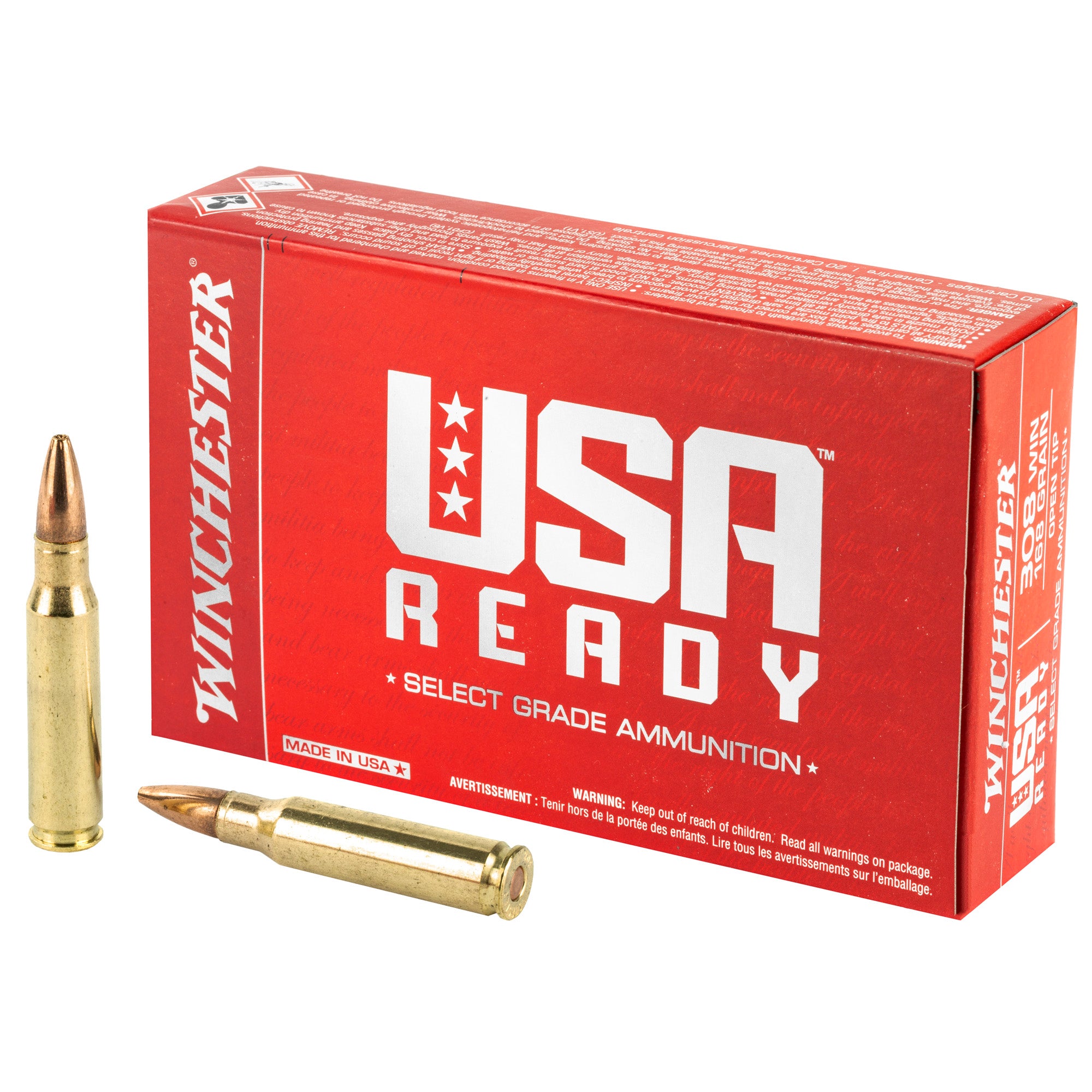 Winchester .308 Win / 7.62x51mm RED308 USA Ready Ready Open Tip Range 168 Grain