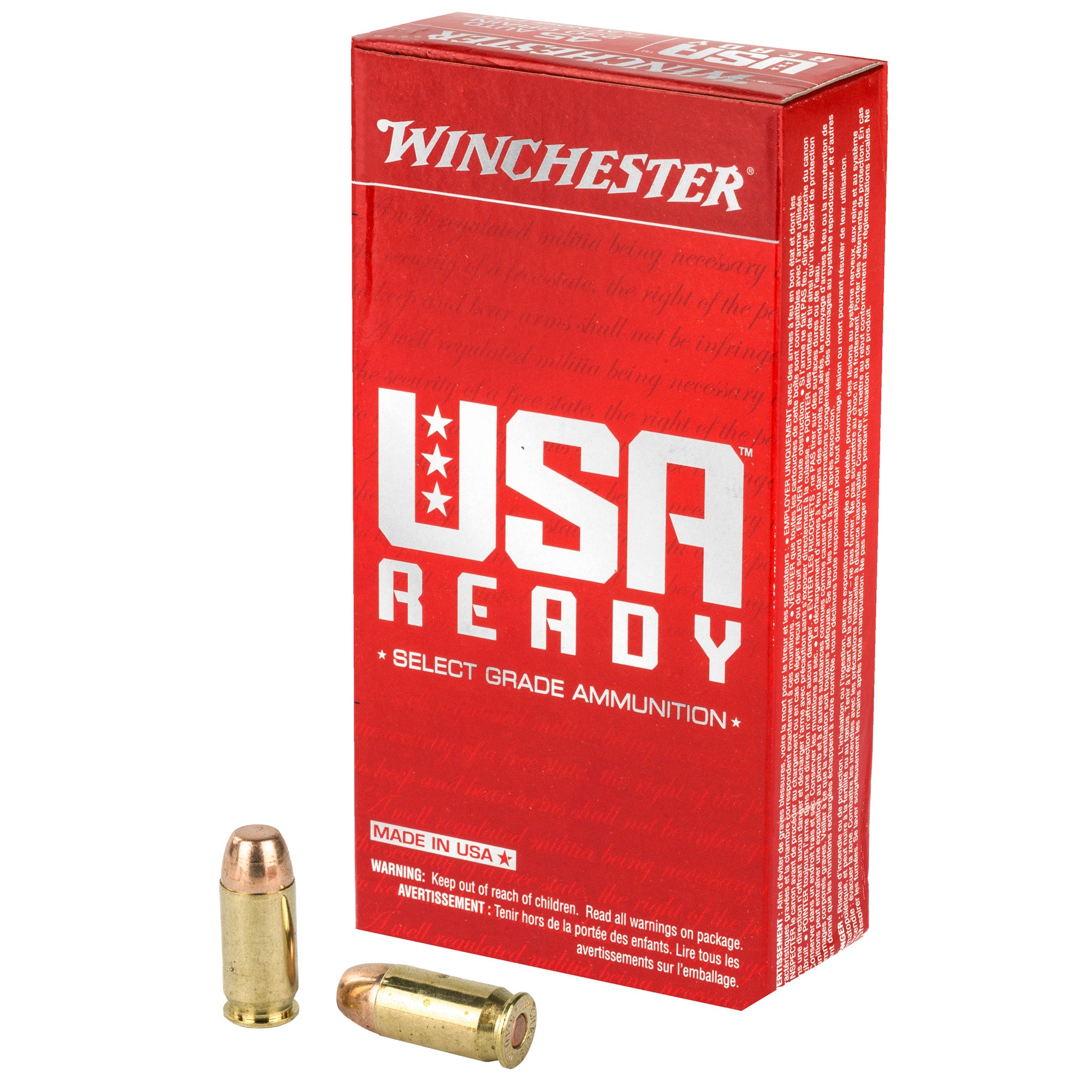 Winchester .45 ACP/Auto RED45 USA Ready Full Metal Jacket Flat Nose FMJFN 230 Grain