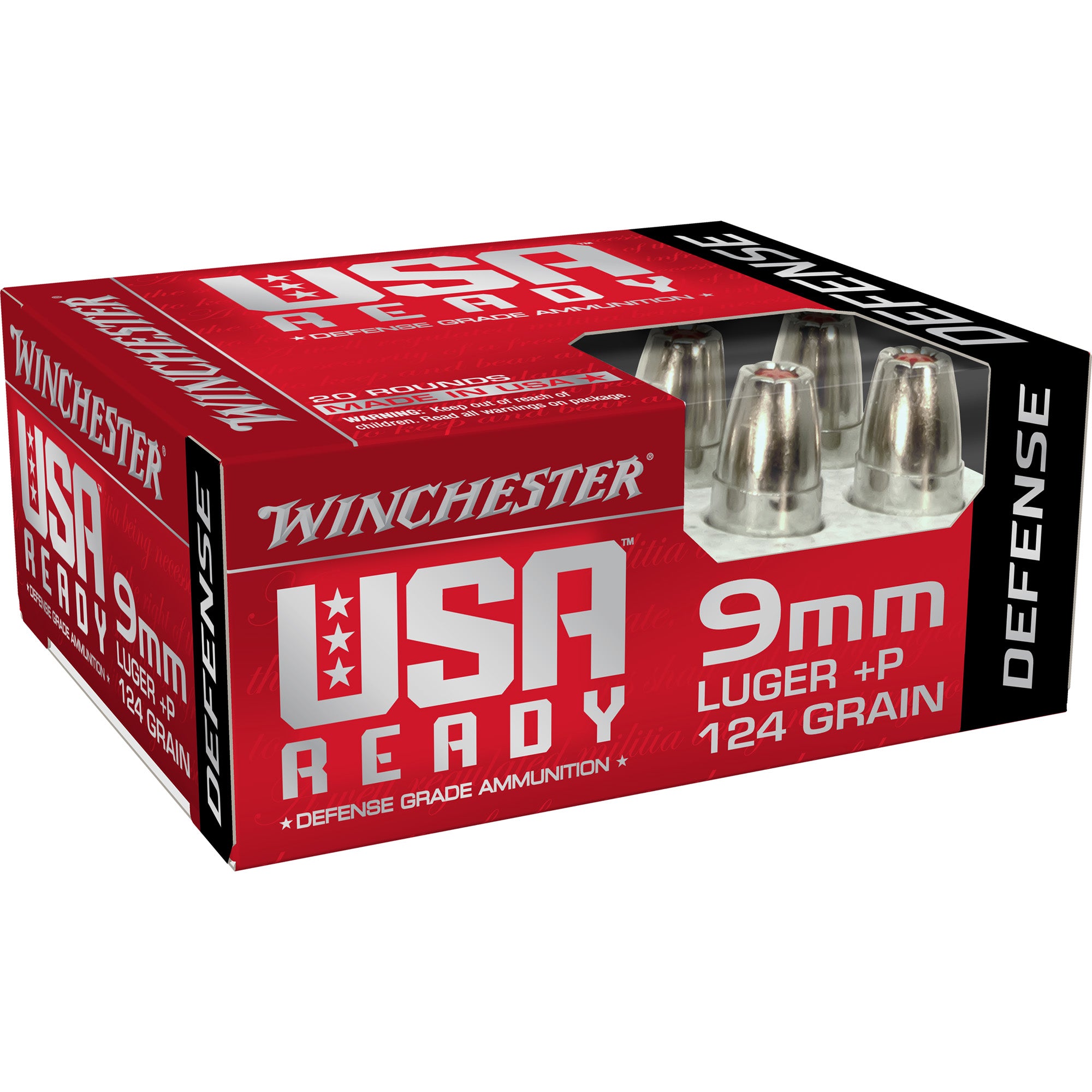 Winchester 9mm Luger/Parabellum RED9HP USA Ready +P Ready Hollow Point HP 124 Grain