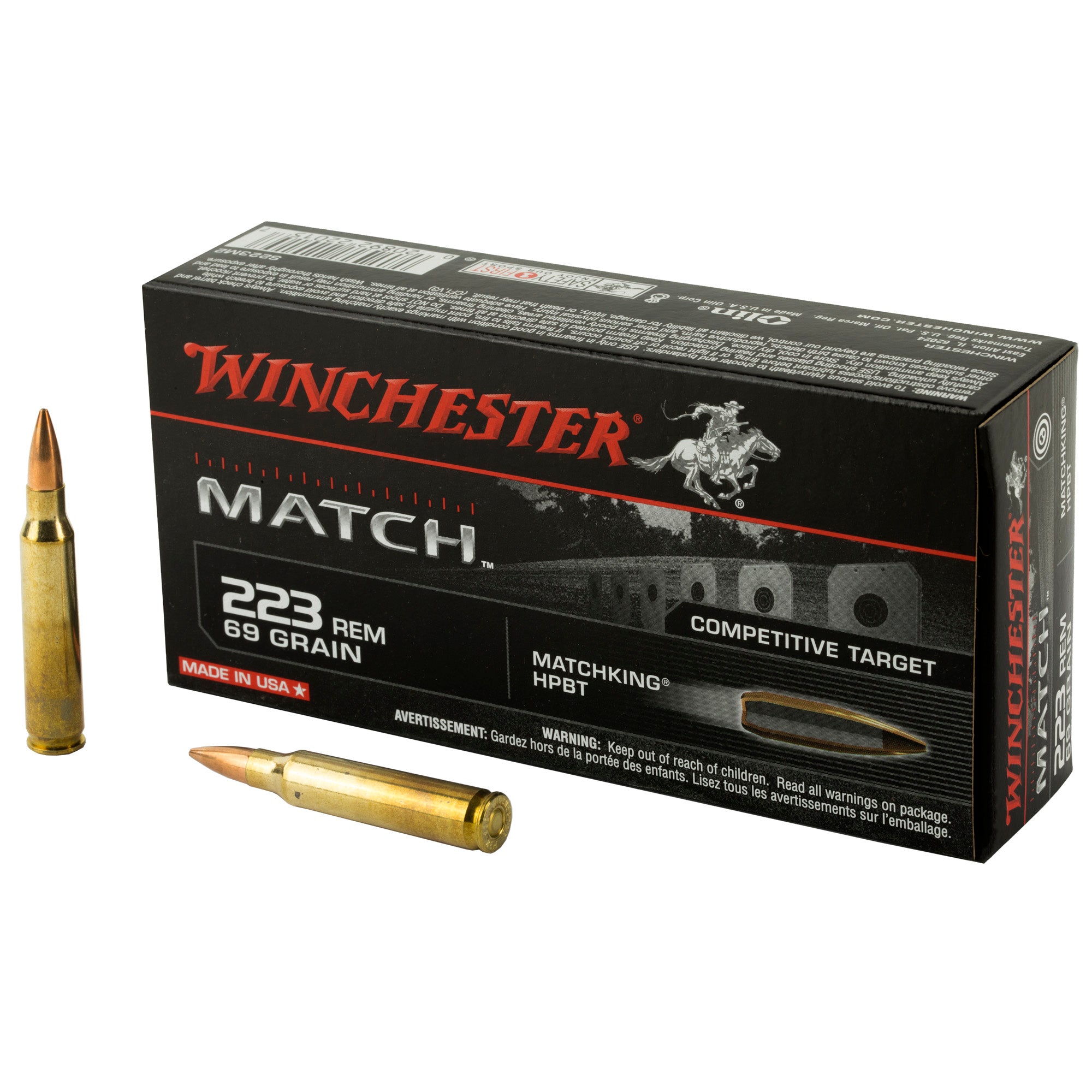 Winchester .223 Remington S223M2 Match Sierra MatchKing Boat Tail Hollow Point BTHP 69 Grain