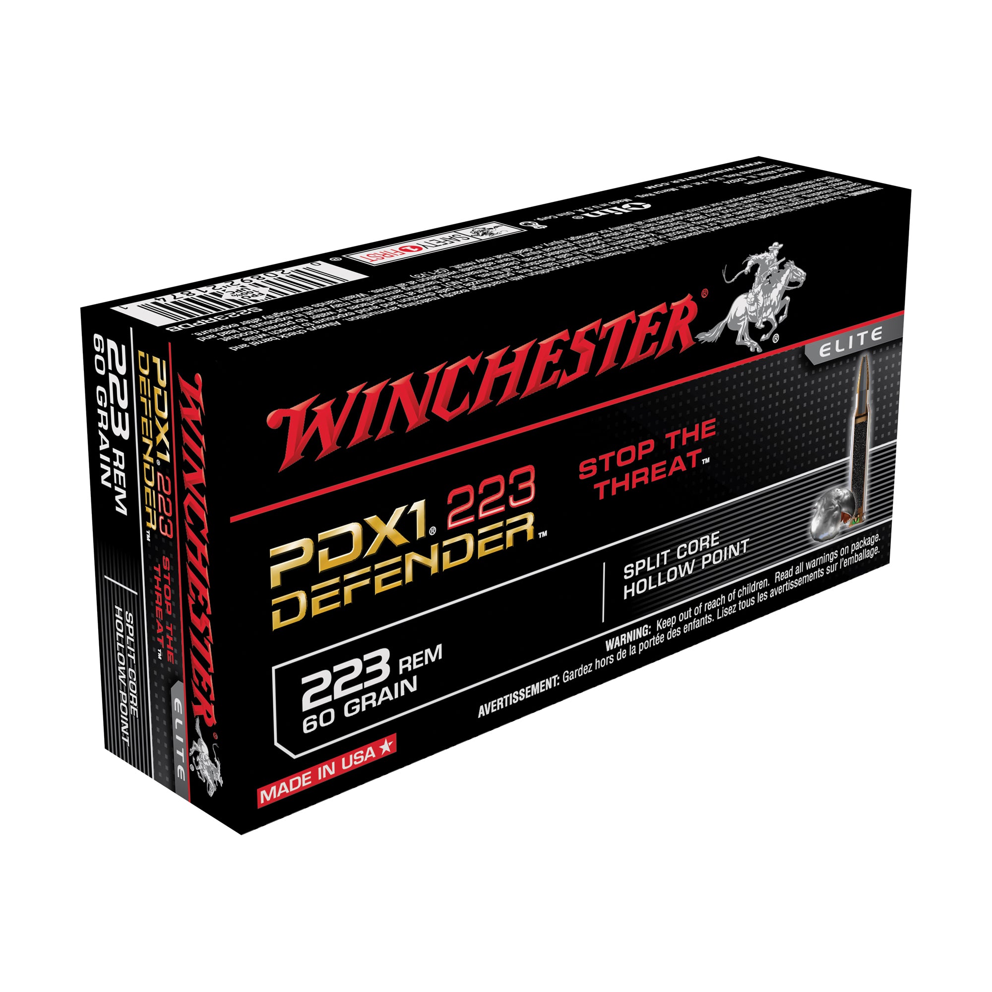 Winchester .223 Remington S223RPDB PDX1 Defender Hollow Point HP 60 Grain