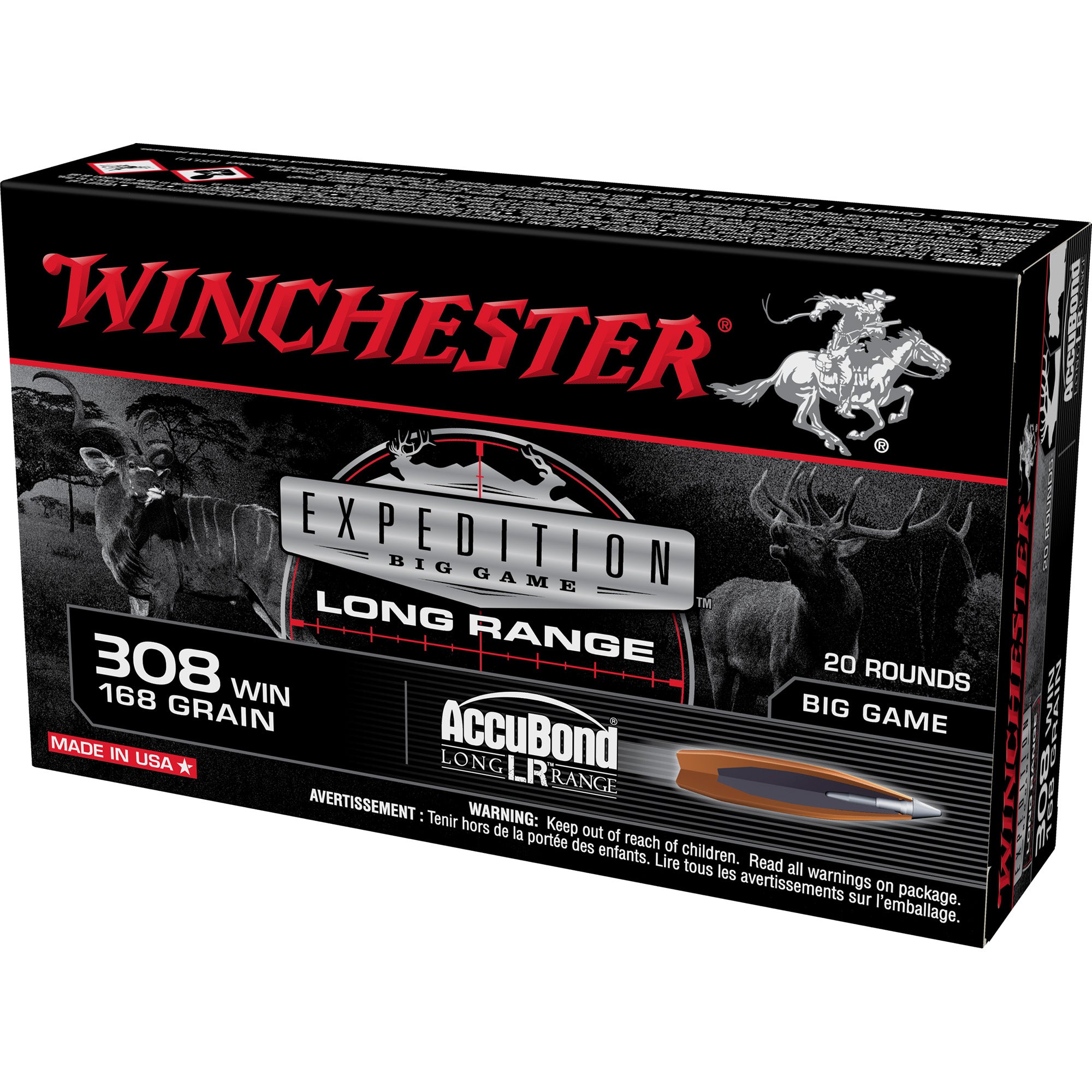 Winchester .308 Win / 7.62x51mm S308LR Expedition Big Game Nosler AccuBond Long-Range 168 Grain