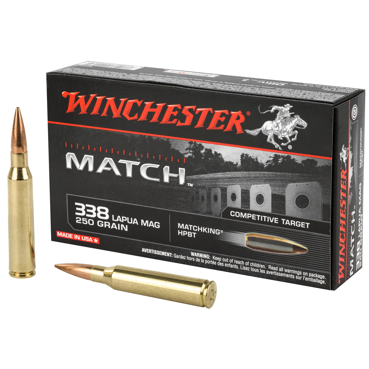 Winchester .338 Lapua Magnum S338LM Match Sierra MatchKing Boat Tail Hollow Point BTHP 250 Grain