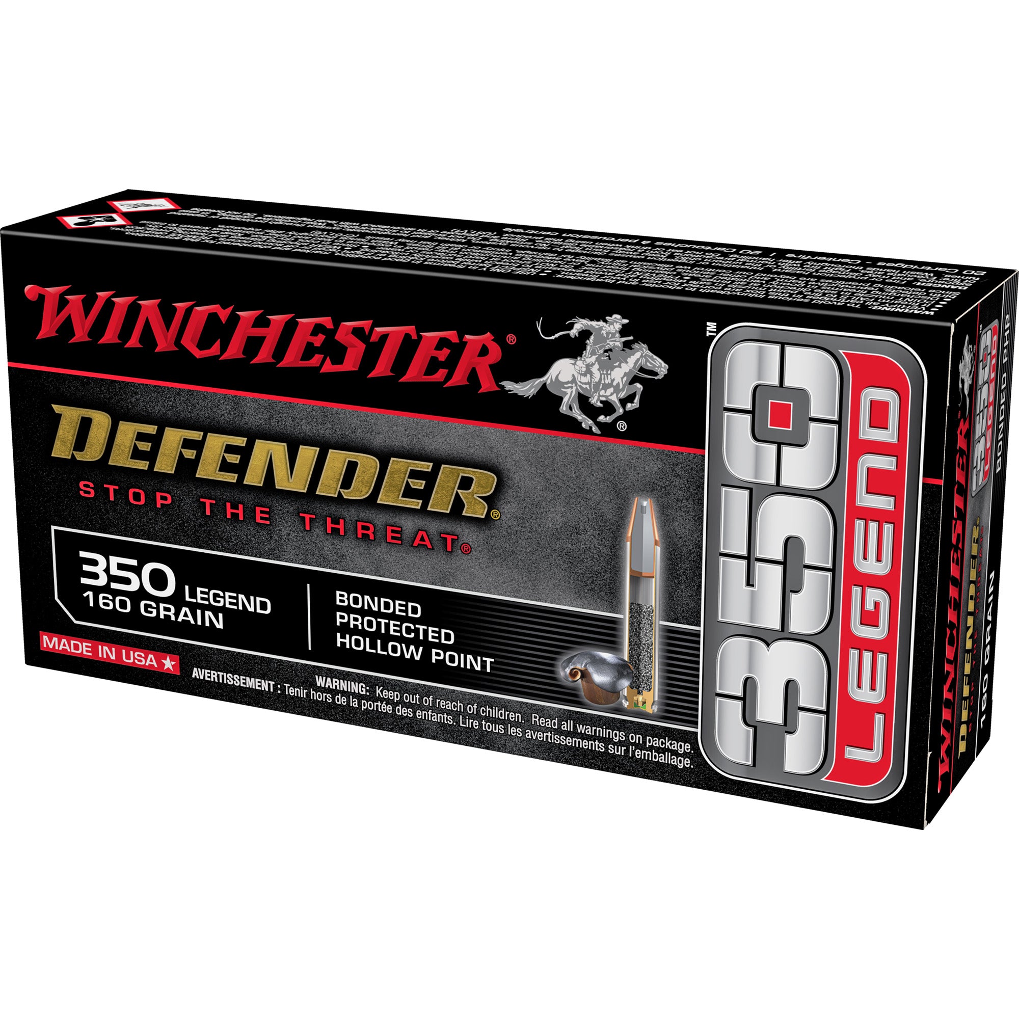 Winchester .350 Legend S350PDB Defender Bonded Protected Hollow Point 160 Grain