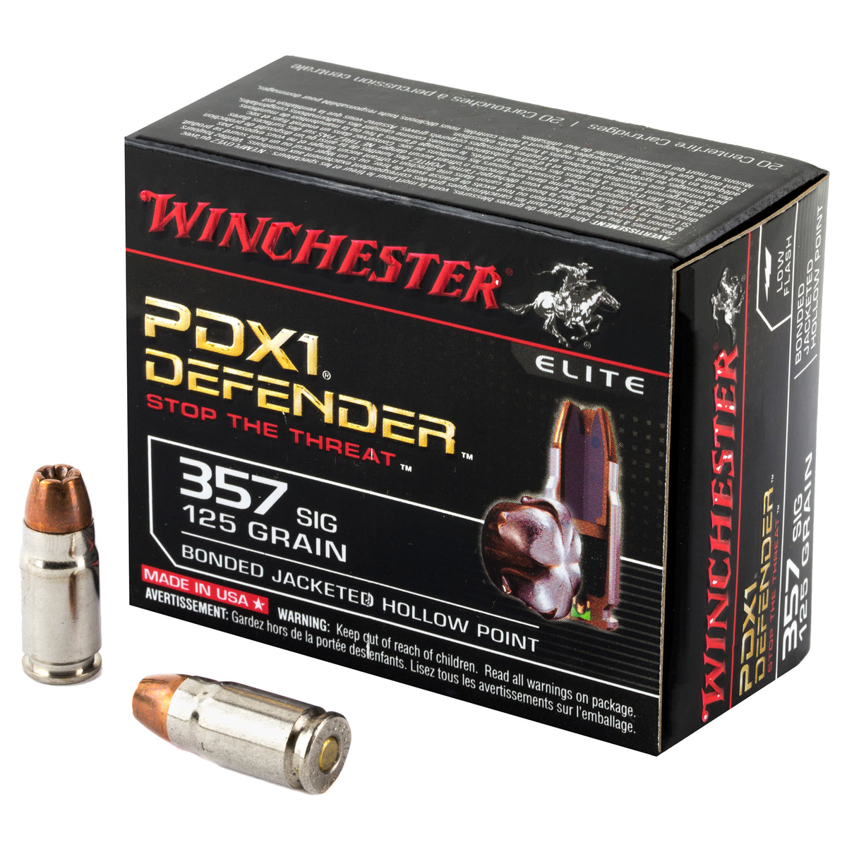Winchester .357 Sig S357SPDB PDX1 Defender Elite Bonded Jacket Hollow Point 125 Grain