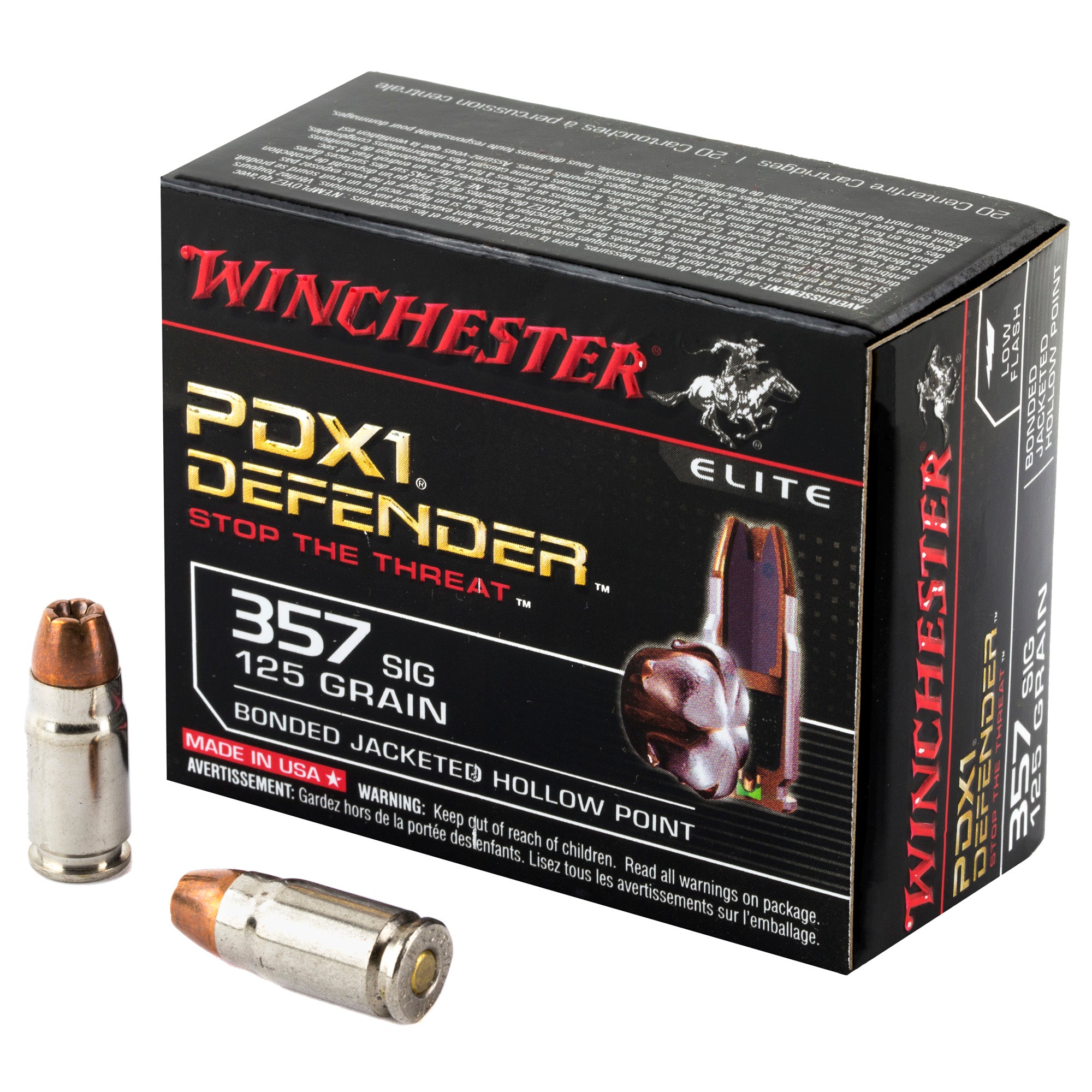 Winchester .357 Sig S357SPDB PDX1 Defender Elite Bonded Jacket Hollow Point 125 Grain