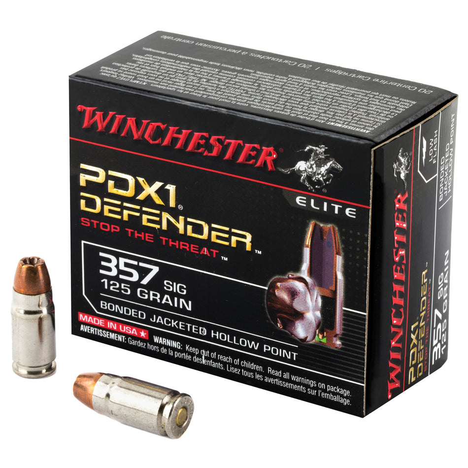 Winchester .357 Sig S357SPDB PDX1 Defender Elite Bonded Jacket Hollow Point 125 Grain