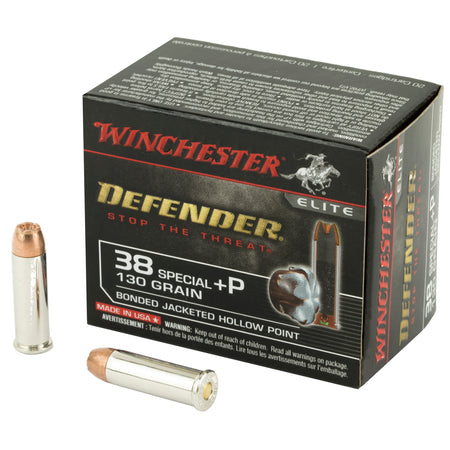 Winchester .38 Special S38PDB PDX1 Defender +P Bonded Jacket Hollow Point 130 Grain