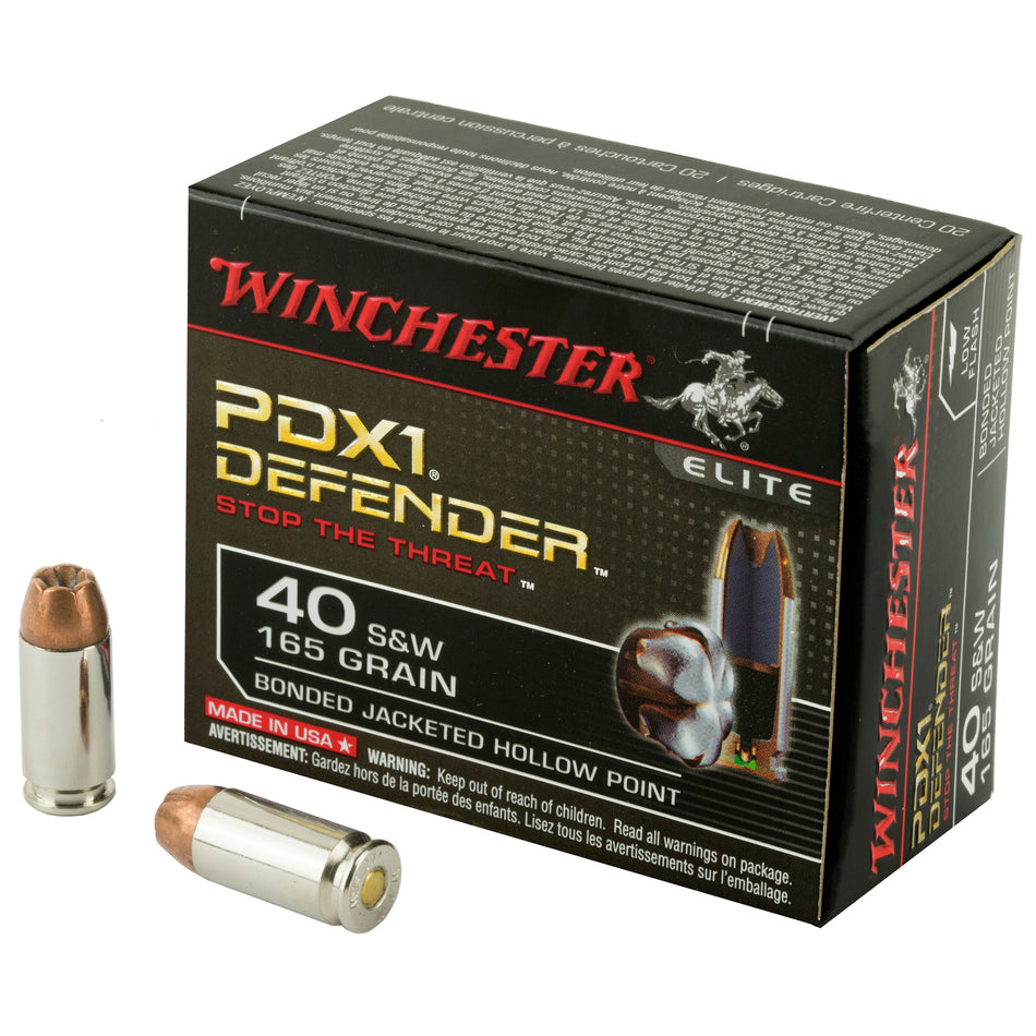 Winchester .40 S&W S40SWPDB PDX1 Defender Bonded Jacket Hollow Point 165 Grain