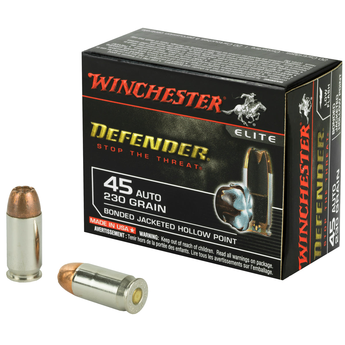 Winchester .45 ACP/Auto S45PDB PDX1 Defender Bonded Jacket Hollow Point 230 Grain