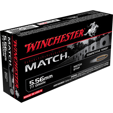 Winchester 5.56x45mm NATO S556M Match Sierra MatchKing Boat Tail Hollow Point BTHP 77 Grain