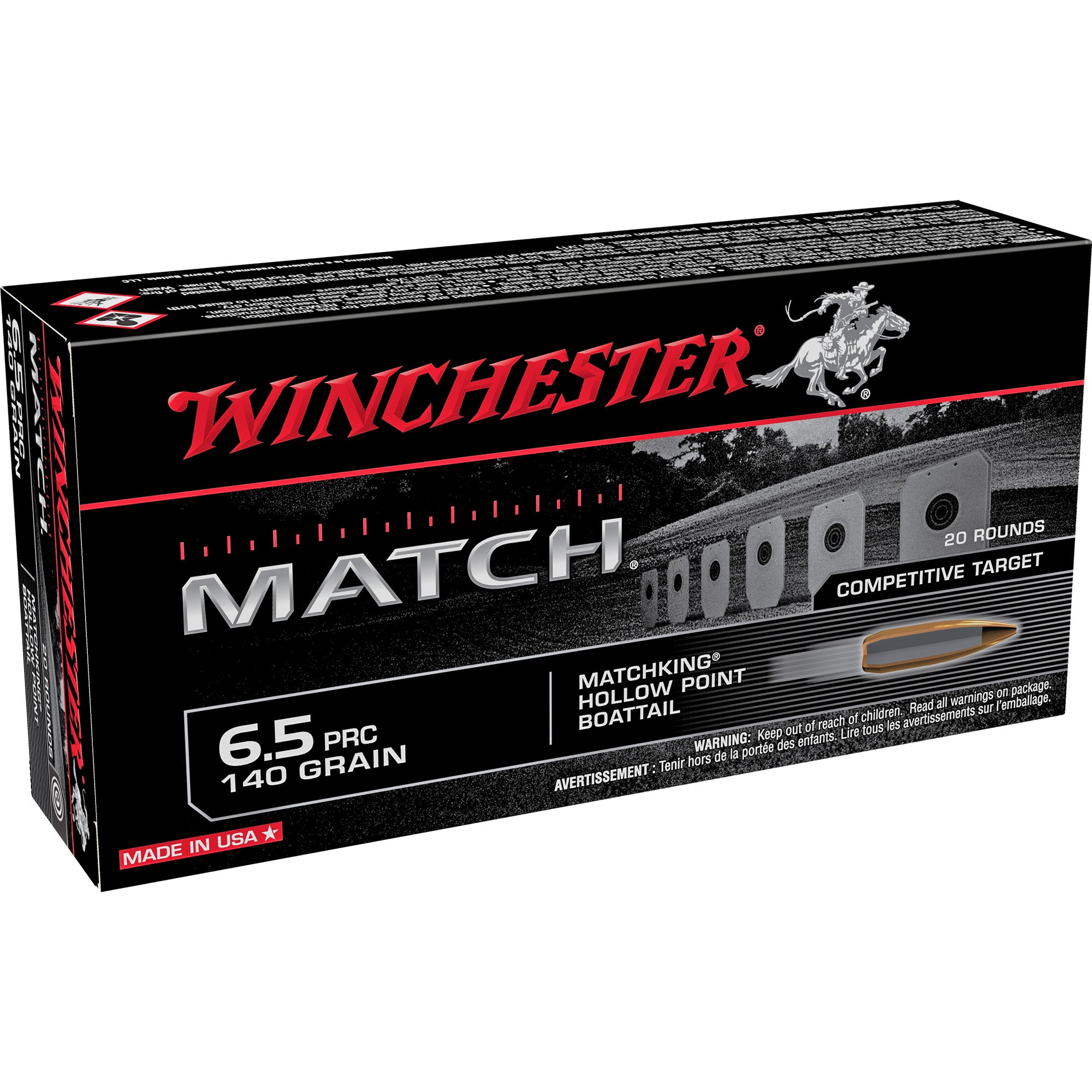 Winchester 6.5 PRC S65PM Match Sierra MatchKing Boat Tail Hollow Point BTHP 140 Grain