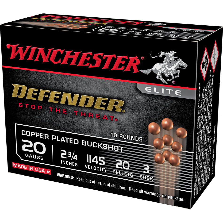 Winchester 20 Gauge SB203PD Defender Copper 2.75" 3 Buck Shot