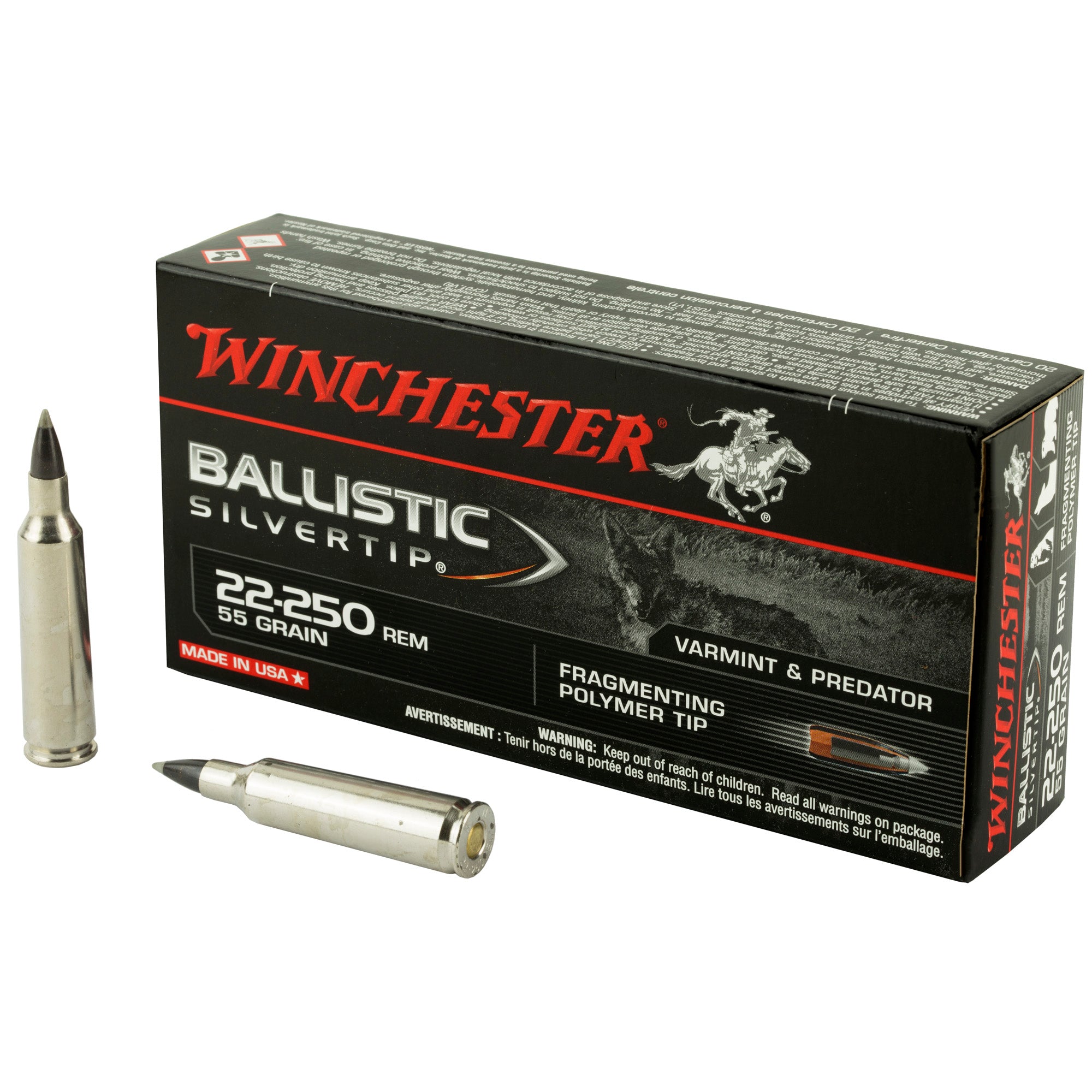 Winchester .22-250 Remington SBST22250B Ballistic Silvertip Polymer Tip PT 55 Grain