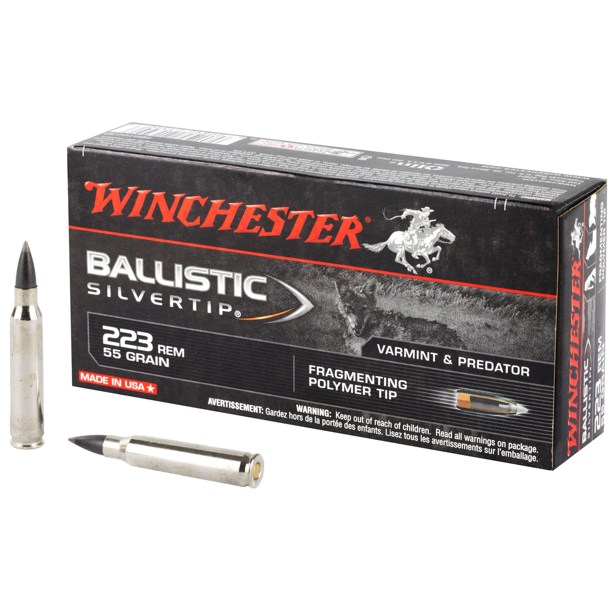 Winchester .223 Remington SBST223B Ballistic Silvertip Fragmenting Polymer Tip 55 Grain