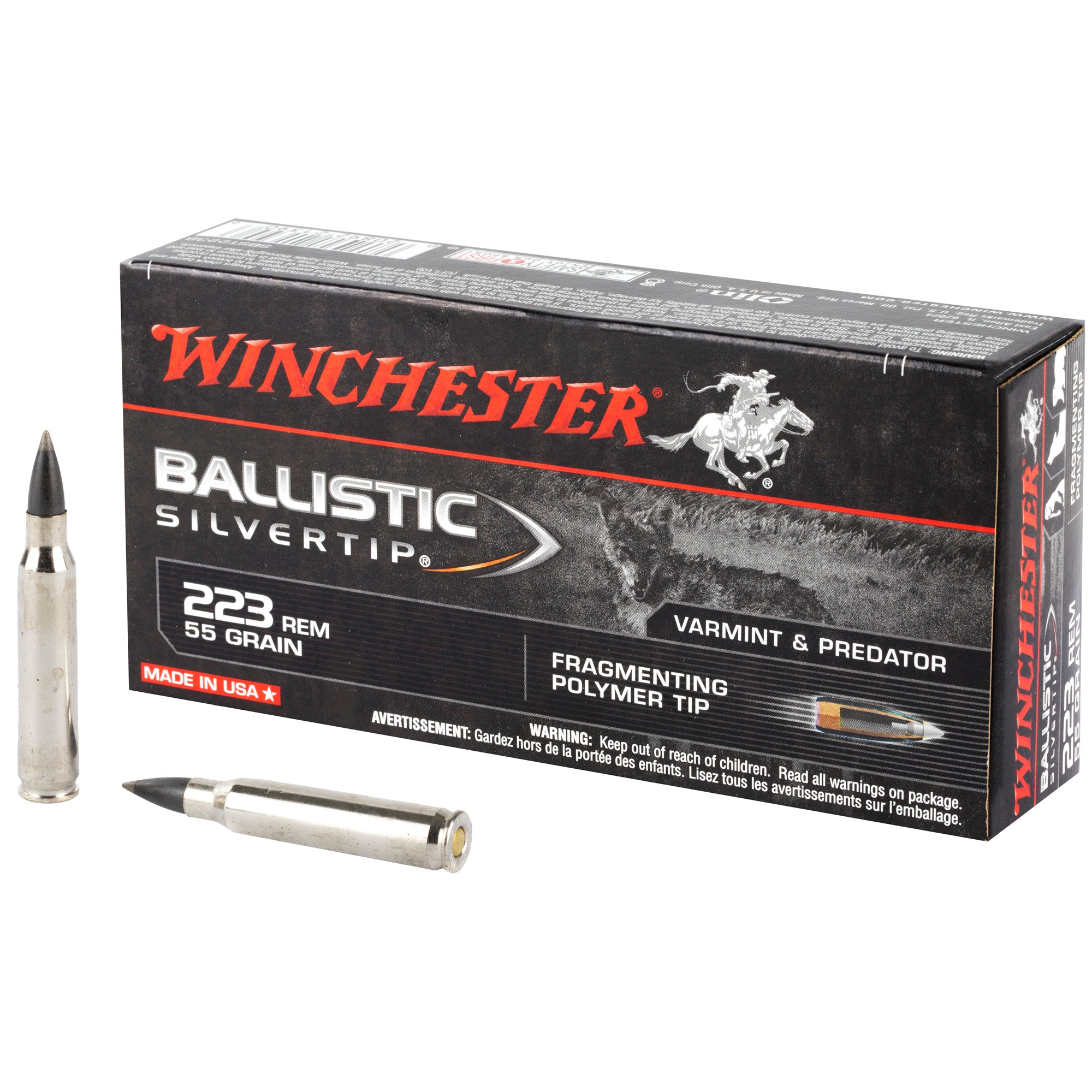 Winchester .223 Remington SBST223B Ballistic Silvertip Fragmenting Polymer Tip 55 Grain