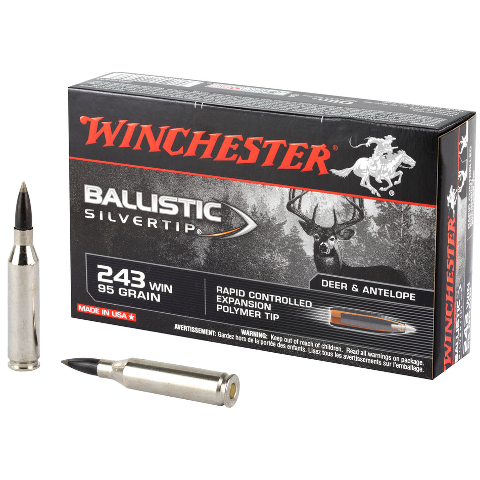 Winchester .243 Winchester SBST243A Ballistic Silvertip Rapid Controlled Expansion Polymer Tip 95 Grain