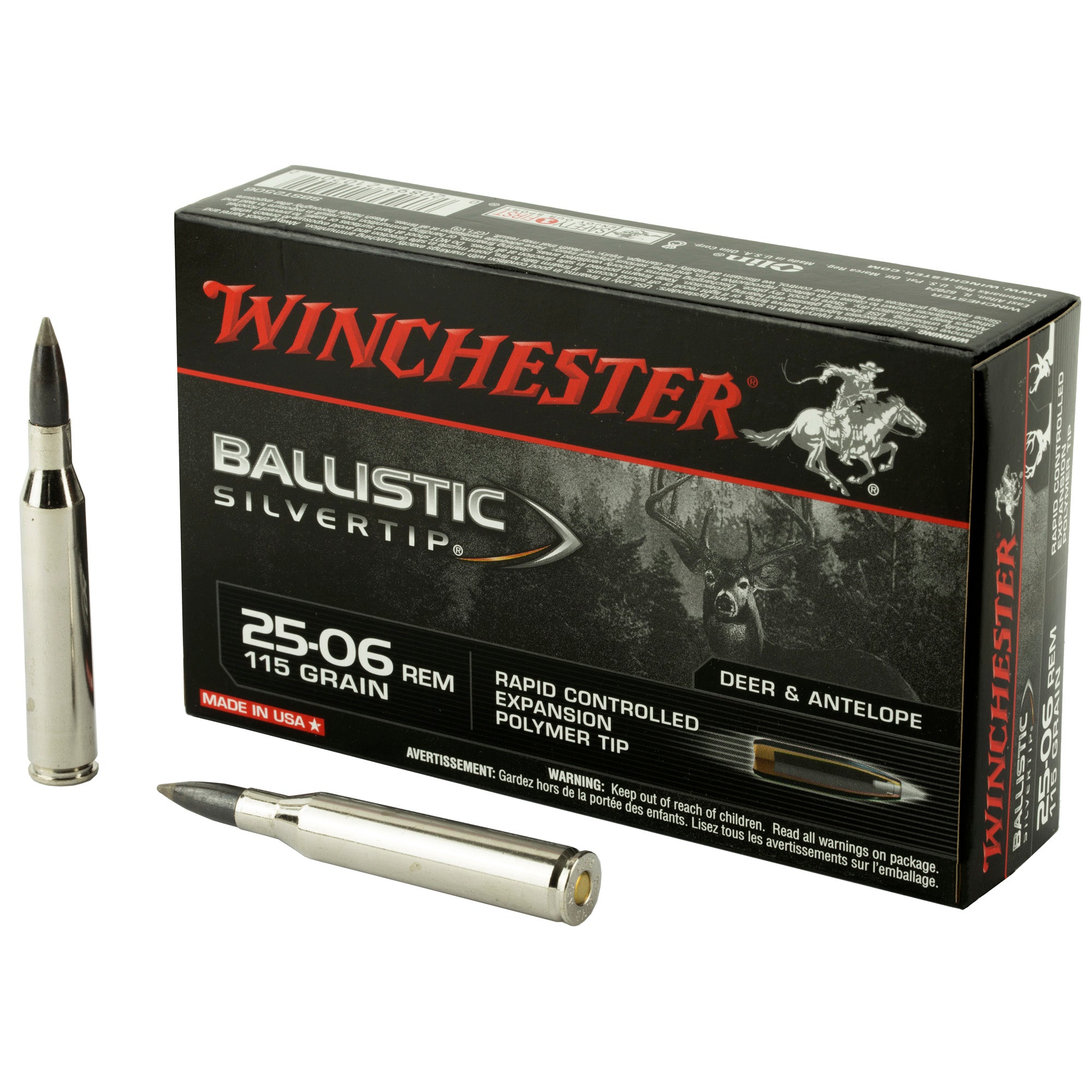 Winchester .25-06 Remington SBST2506 Ballistic Silvertip Rapid Controlled Expansion Polymer Tip 115 Grain