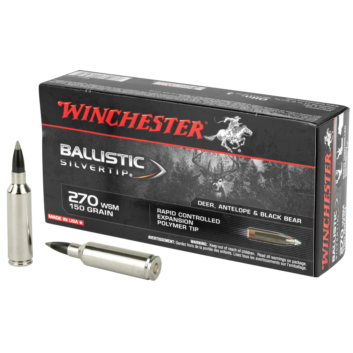 Winchester .270 WSM SBST2705A Ballistic Silvertip Rapid Controlled Expansion Polymer Tip 150 Grain