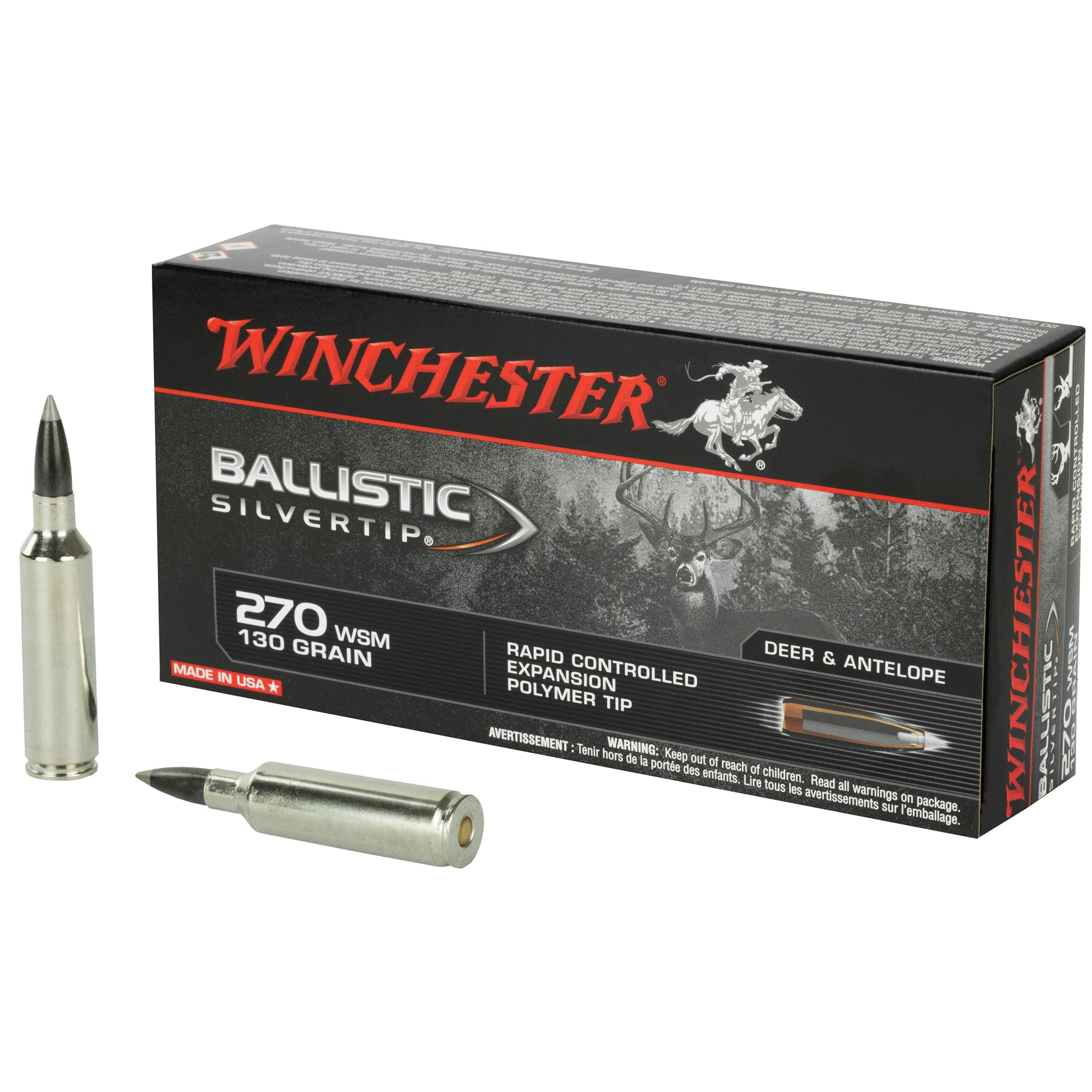 Winchester .270 WSM SBST2705 Ballistic Silvertip Polymer Tip PT 130 Grain
