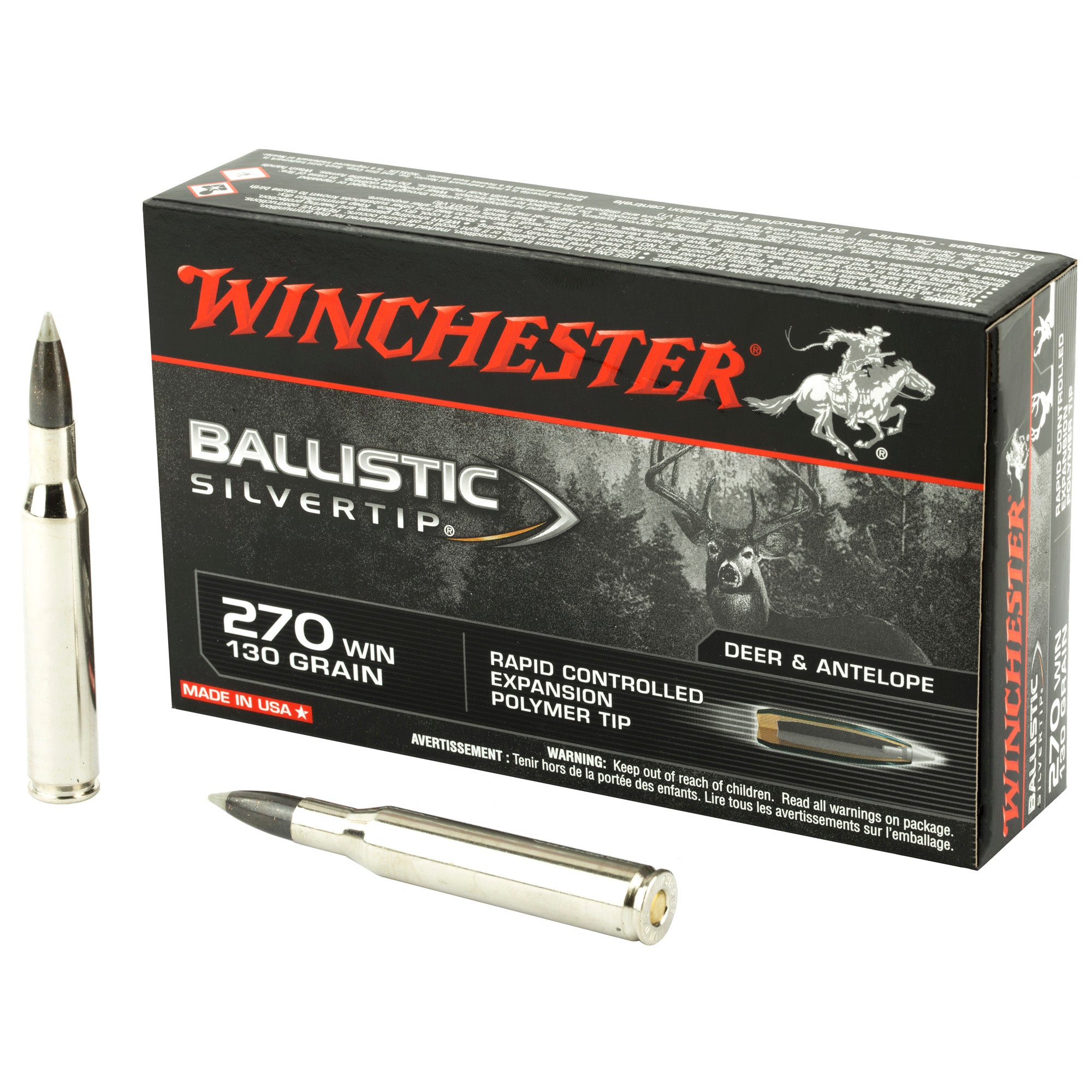 Winchester .270 Winchester SBST270 Ballistic Silvertip Rapid Controlled Expansion Polymer Tip 130 Grain